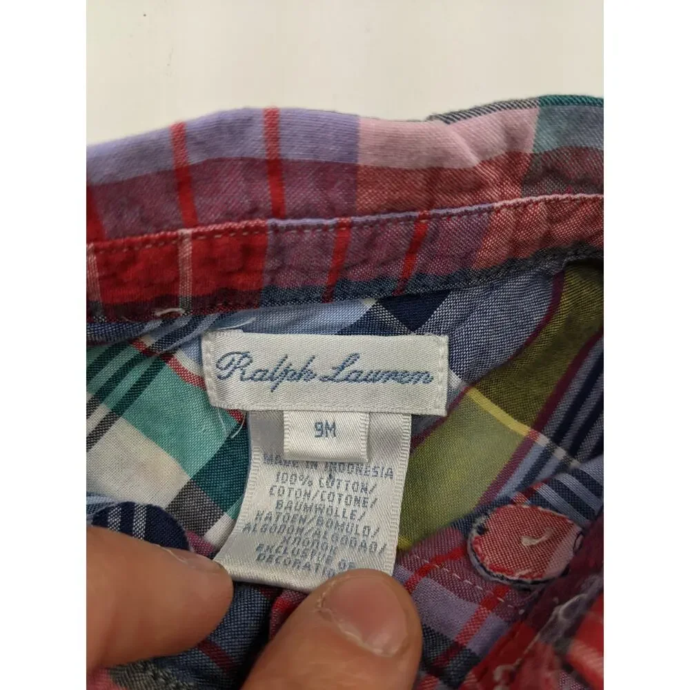 Ralph Lauren Plaid Romper - 6-9 Months